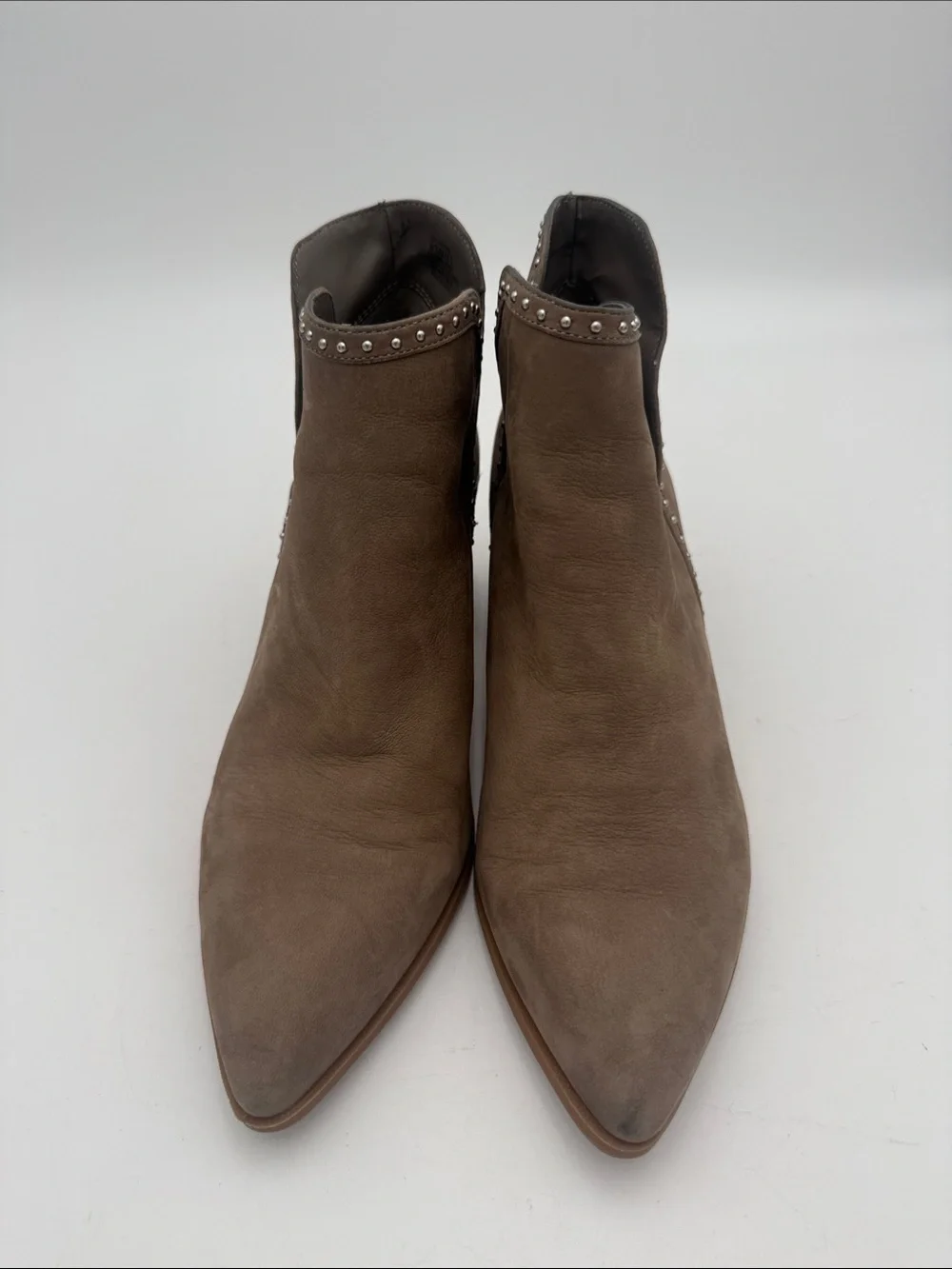 Sole Society Taupe Studded Pointed Toe Ankle Booties women 9.5M festival casual